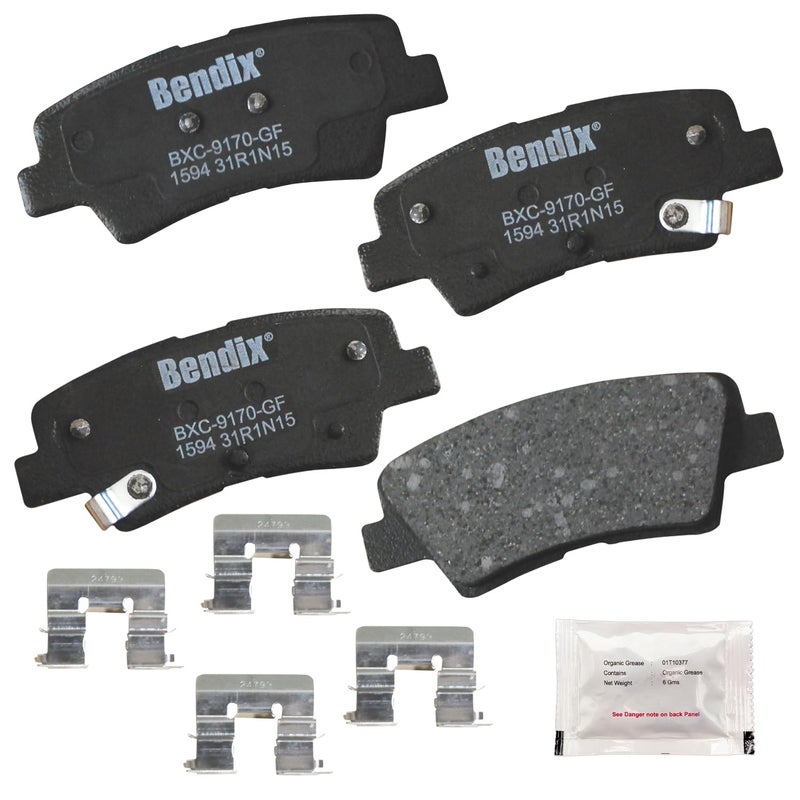 Bendix Priority1 CFC1594 Ceramic Rear Brake Pads for Select Models Hyundai Elantra GT, Sonata, Veloster, Kia Cadenza, Forte, Forte5, Forte Koup, Soul EV - Image 1